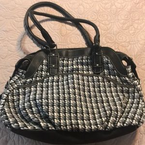 Rosette tweed shoulder bag